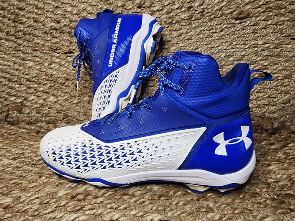 Under Armour Men's S 14 Team Hammer MR Football Cleats Blue White Athletic